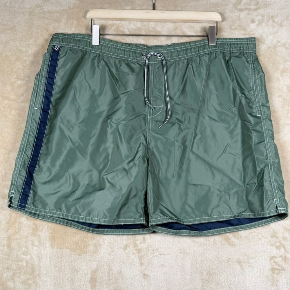 Birdwell Beach Britches Mens 3XL Olive Green Navy Stripe Board Shorts Beach Surf